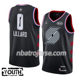 Barn Portland Trail Blazers Tröja Damian Lillard 0 2019 All-Star Jordan Brand Svart Swingman